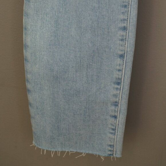 New Paige Skyline Ankle Peg Raw Hem Mid Rise Jeans in Daralyn Destructed size 25 - Picture 5 of 16